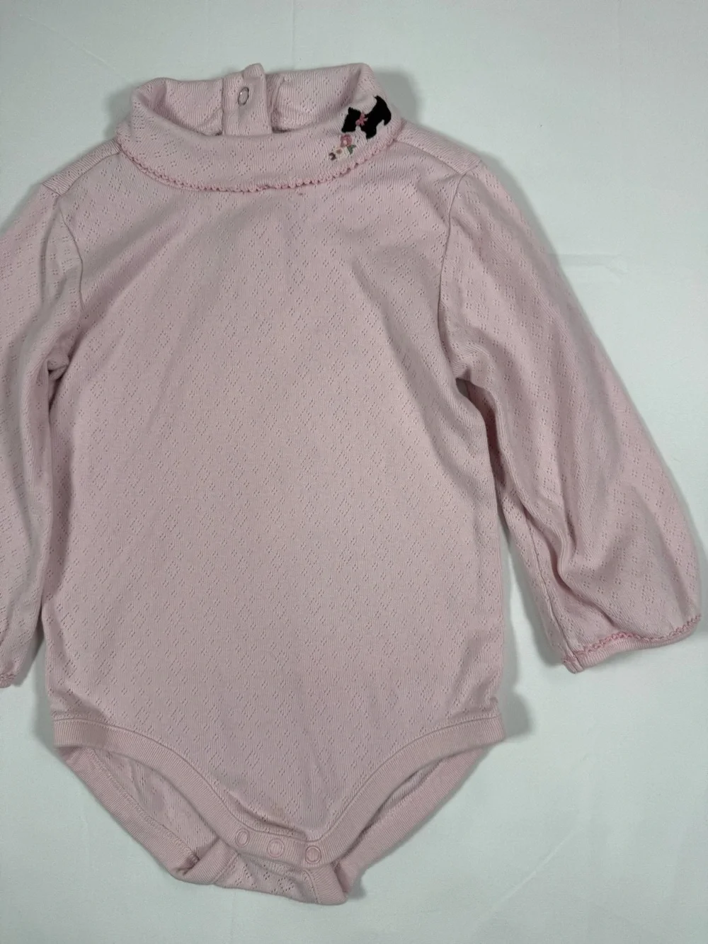 VINTAGE GYMBOREE 2006 Baby Girls Pointelle Turtleneck Bodysuit 18–24M Cotton